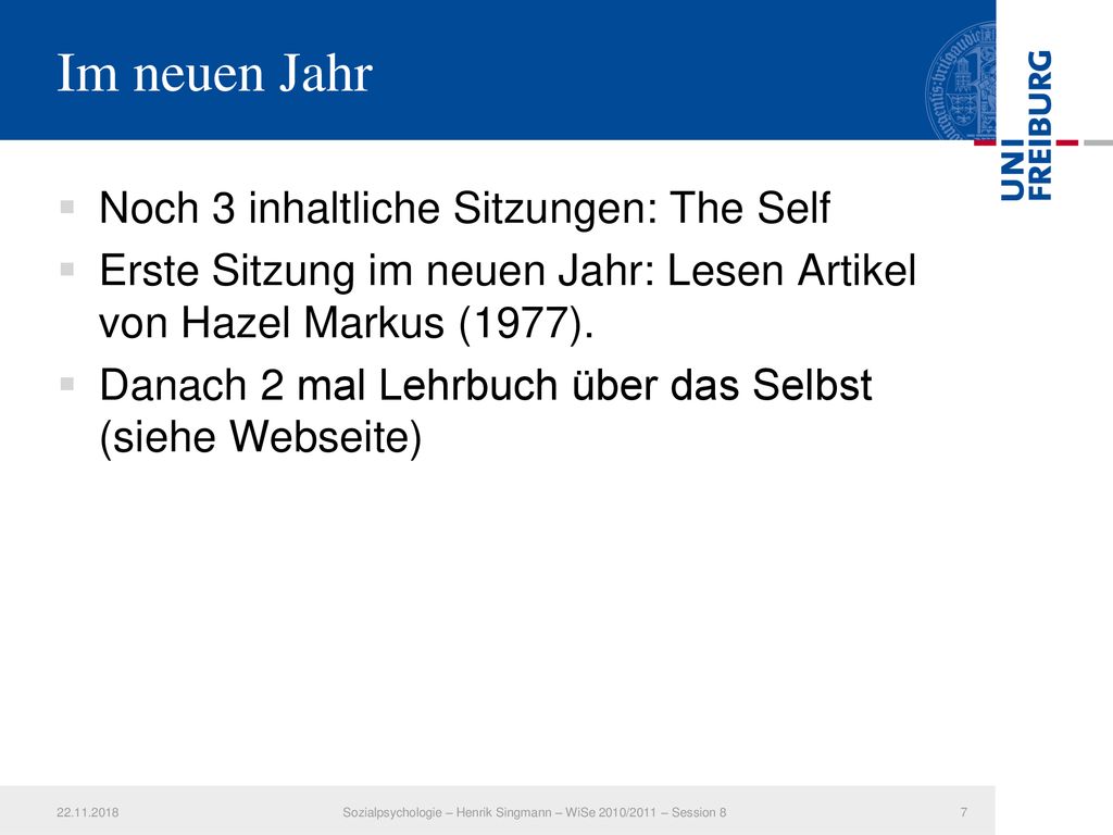 Sozialpsychologie – Henrik Singmann – WiSe 2010/2011 – Session 8