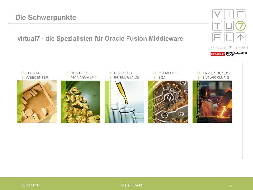 Die Schwerpunkte virtual7 - die Spezialisten für Oracle Fusion Middleware virtual7 GmbH