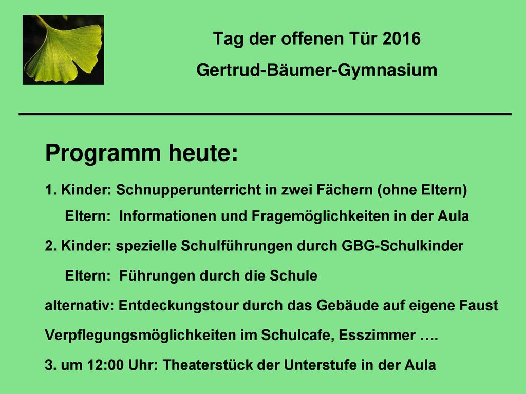 Tag der offenen Tür 2016 Gertrud-Bäumer-Gymnasium