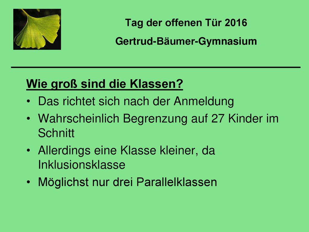 Tag der offenen Tür 2016 Gertrud-Bäumer-Gymnasium