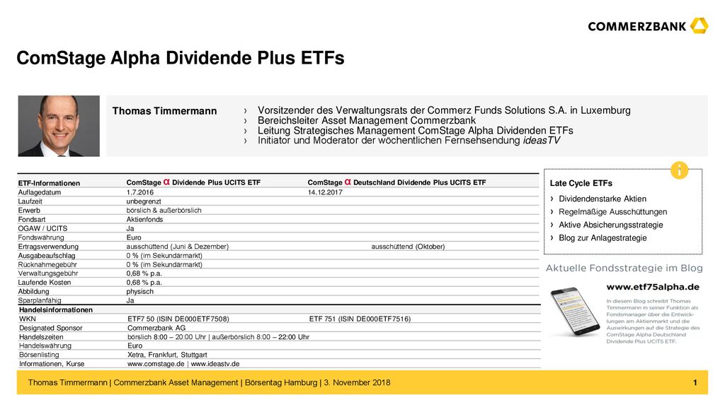 ComStage Alpha Dividende Plus ETFs