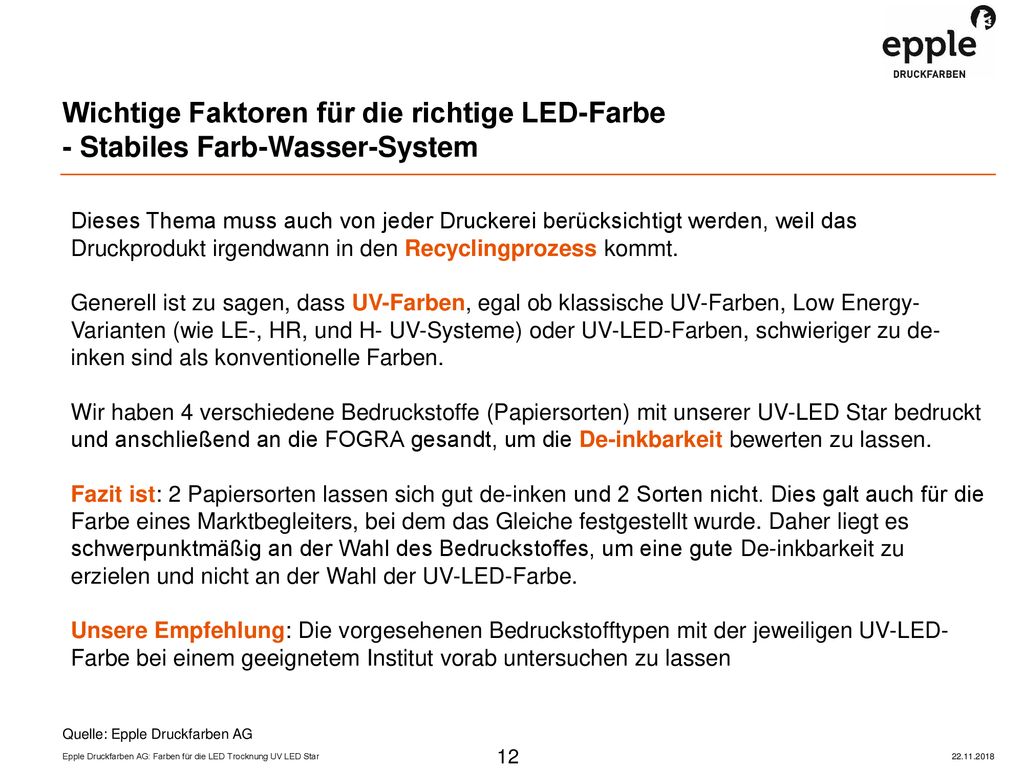 Wichtige Faktoren für die richtige LED-Farbe - Stabiles Farb-Wasser-System
