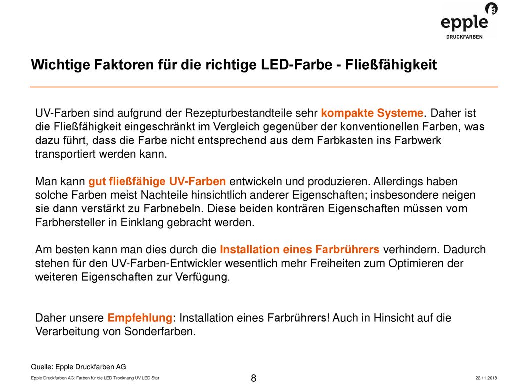 Wichtige Faktoren für die richtige LED-Farbe - Fließfähigkeit