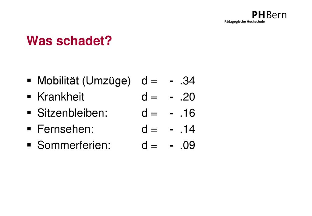 Was schadet Mobilität (Umzüge) d = Krankheit d = - .20