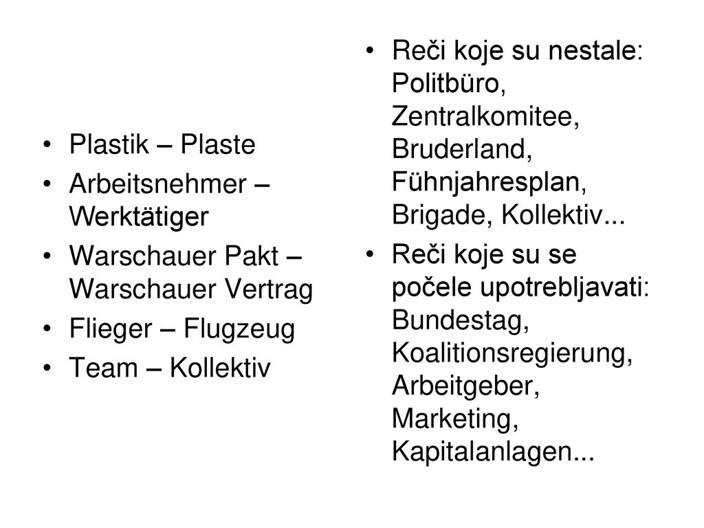 Reči koje su nestale: Politbüro, Zentralkomitee, Bruderland, Fühnjahresplan, Brigade, Kollektiv...