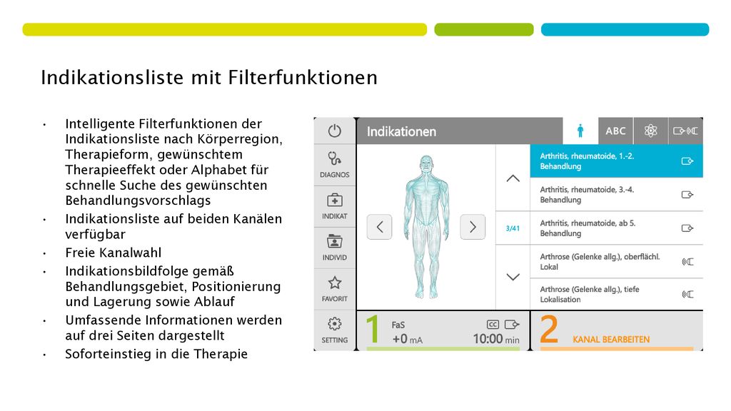 Indikationsliste mit Filterfunktionen