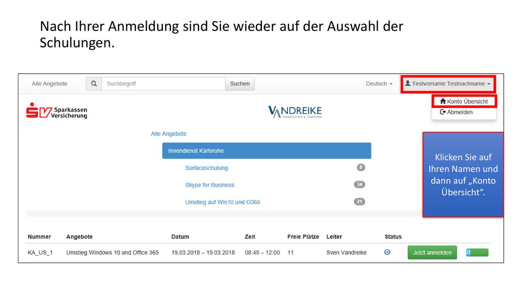 Klicken Sie auf Ihren Namen und dann auf „Konto Übersicht .