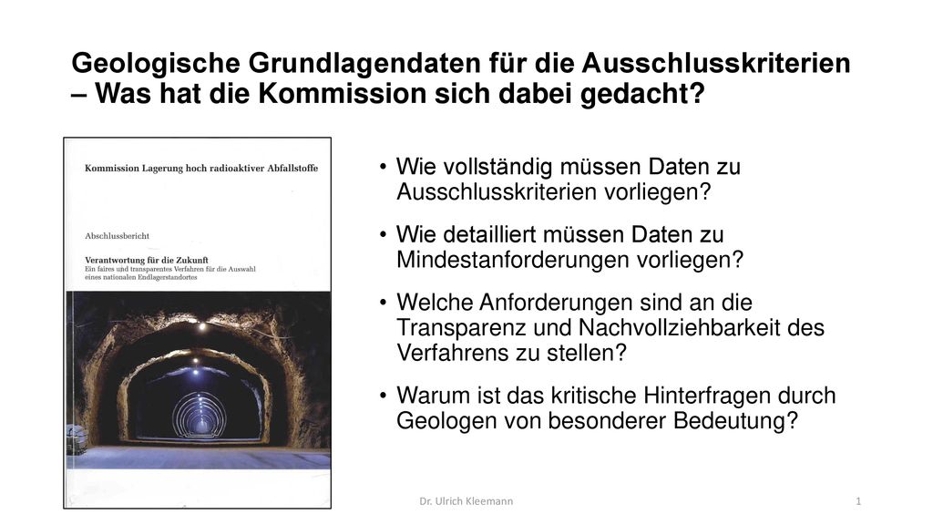 Geologische Grundlagendaten für die Ausschlusskriterien – Was hat die Kommission sich dabei gedacht