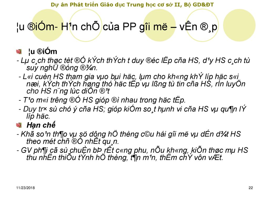 ¦u ®iÓm- H¹n chÕ của PP gîi më – vÊn ®¸p