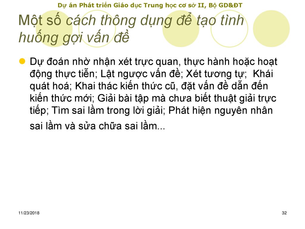 Một số cách thông dụng để tạo tình huống gợi vấn đề