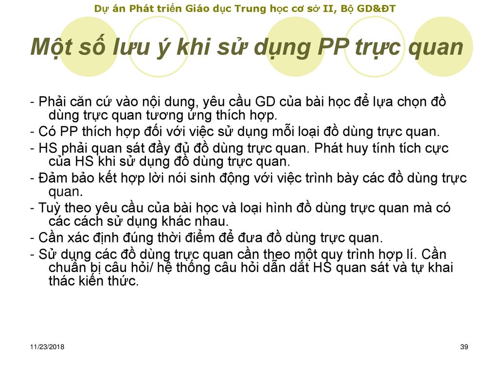 Một số lưu ý khi sử dụng PP trực quan