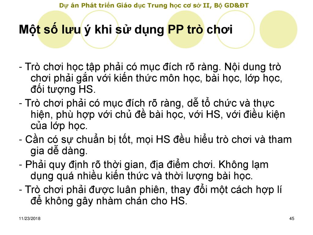 Một số lưu ý khi sử dụng PP trò chơi