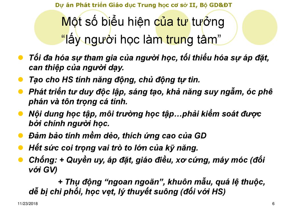 Một số biểu hiện của tư tưởng lấy người học làm trung tâm