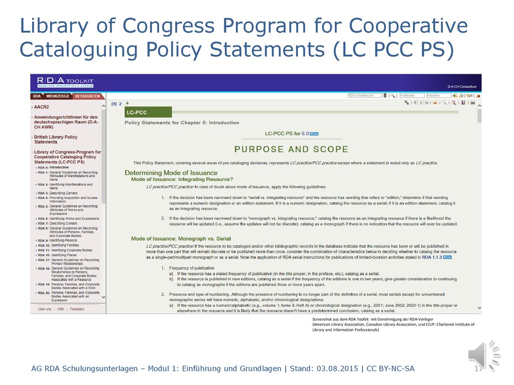 Library of Congress Program for Cooperative Cataloguing Policy Statements (LC PCC PS)