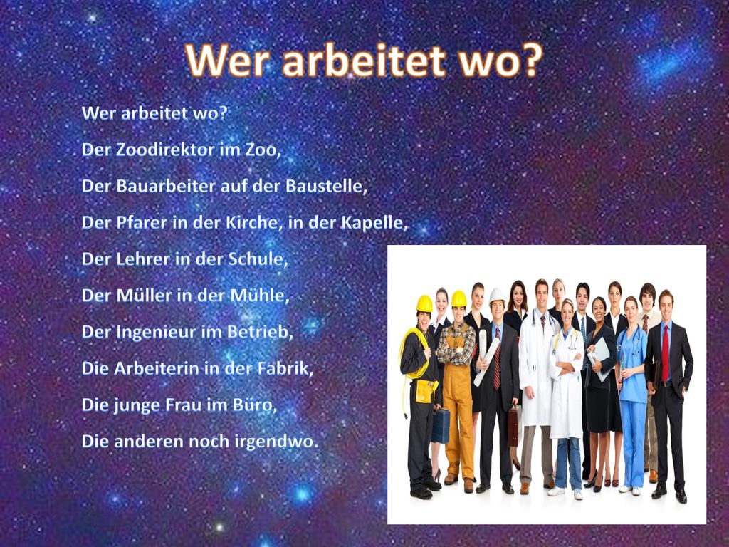 Wer arbeitet wo Wer arbeitet wo Der Zoodirektor im Zoo,