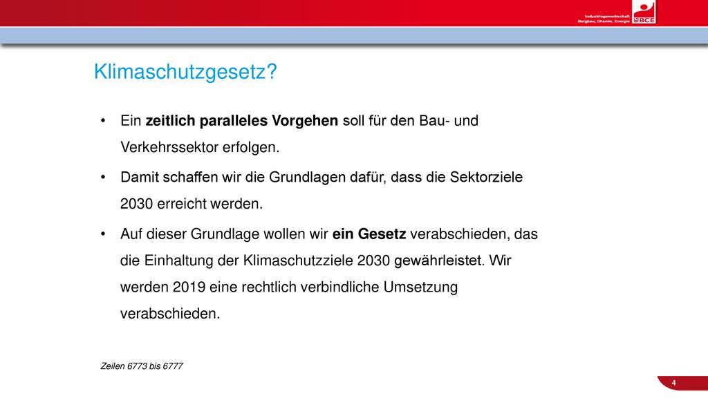 Klimaschutzgesetz Ein zeitlich paralleles Vorgehen soll für den Bau- und Verkehrssektor erfolgen.