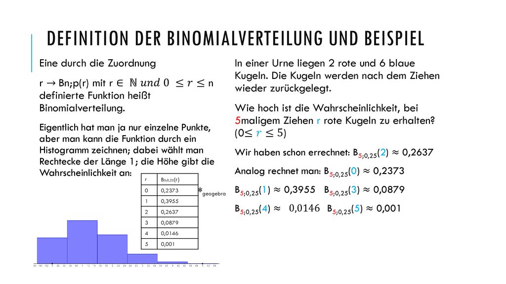 Binomialverteilung Und Bernoulli-Ketten Berechnen - Ppt Herunterladen