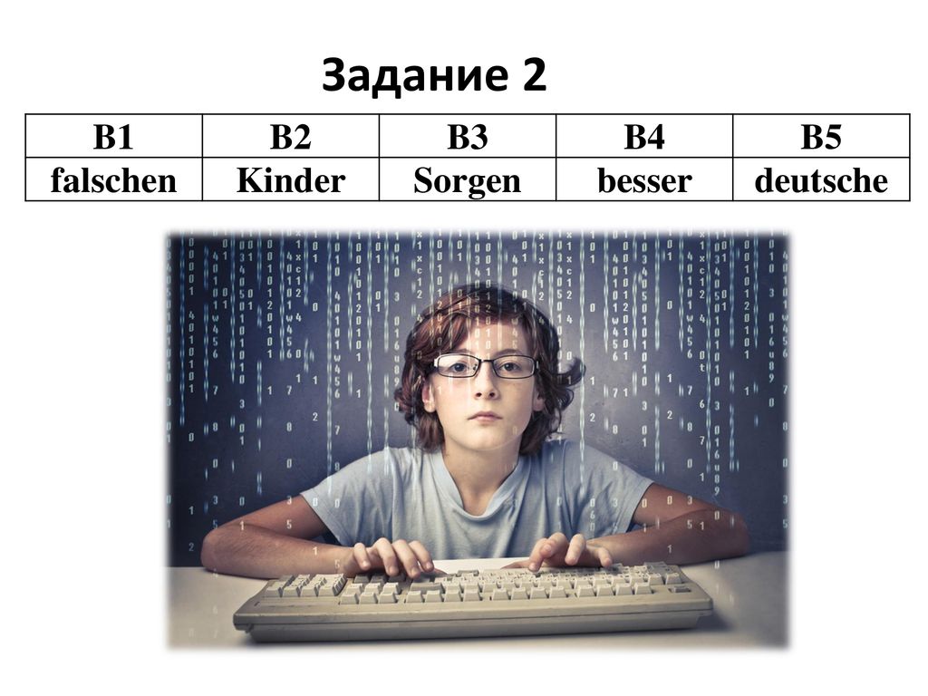 Задание 2 B1 B2 B3 B4 B5 falschen Kinder Sorgen besser deutsche