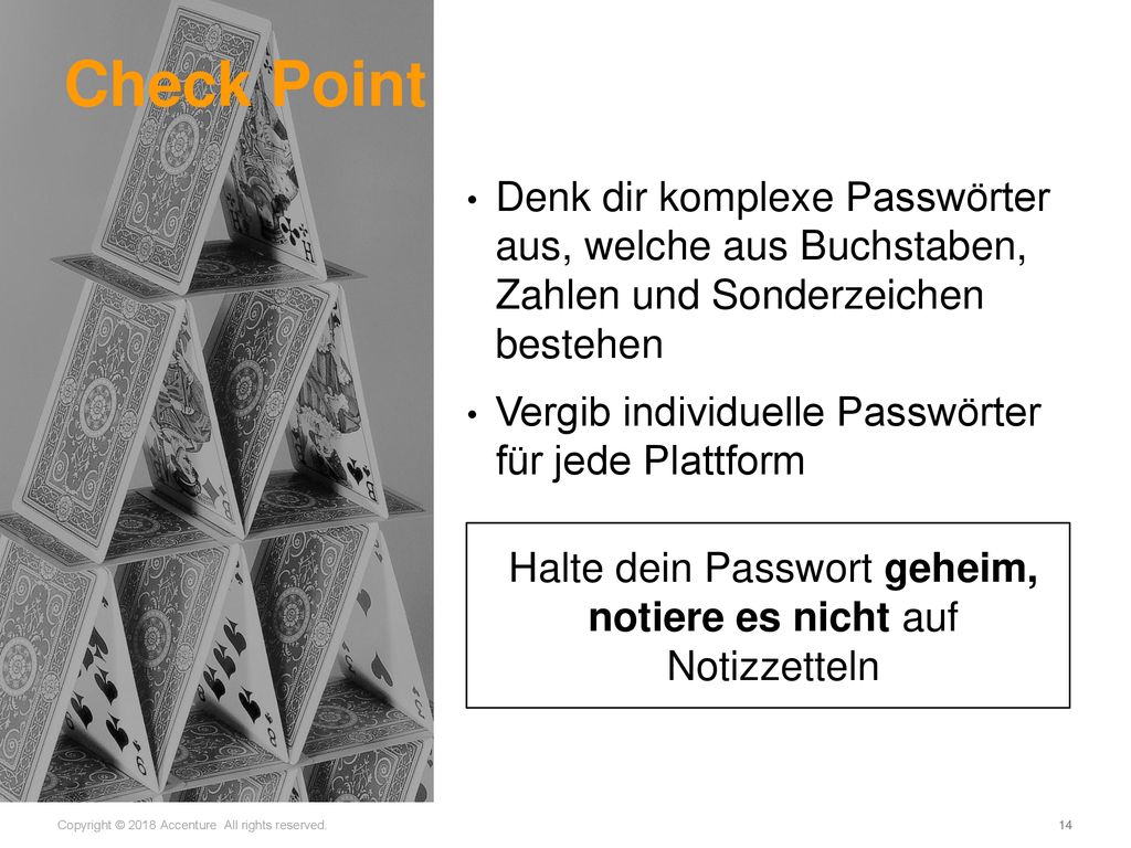 Halte dein Passwort geheim, notiere es nicht auf Notizzetteln