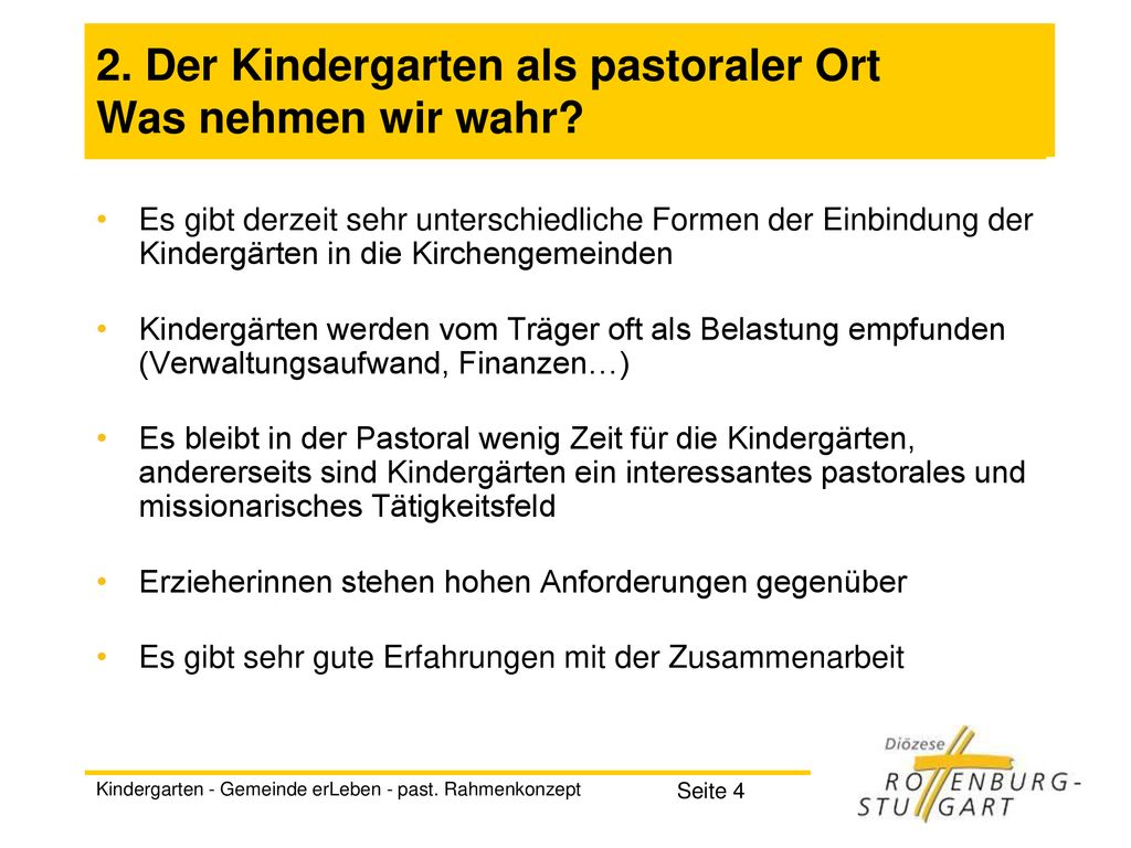 2. Der Kindergarten als pastoraler Ort Was nehmen wir wahr