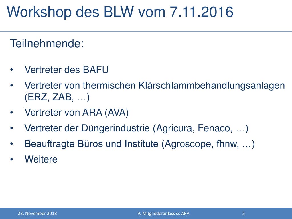 Workshop des BLW vom Teilnehmende: Vertreter des BAFU