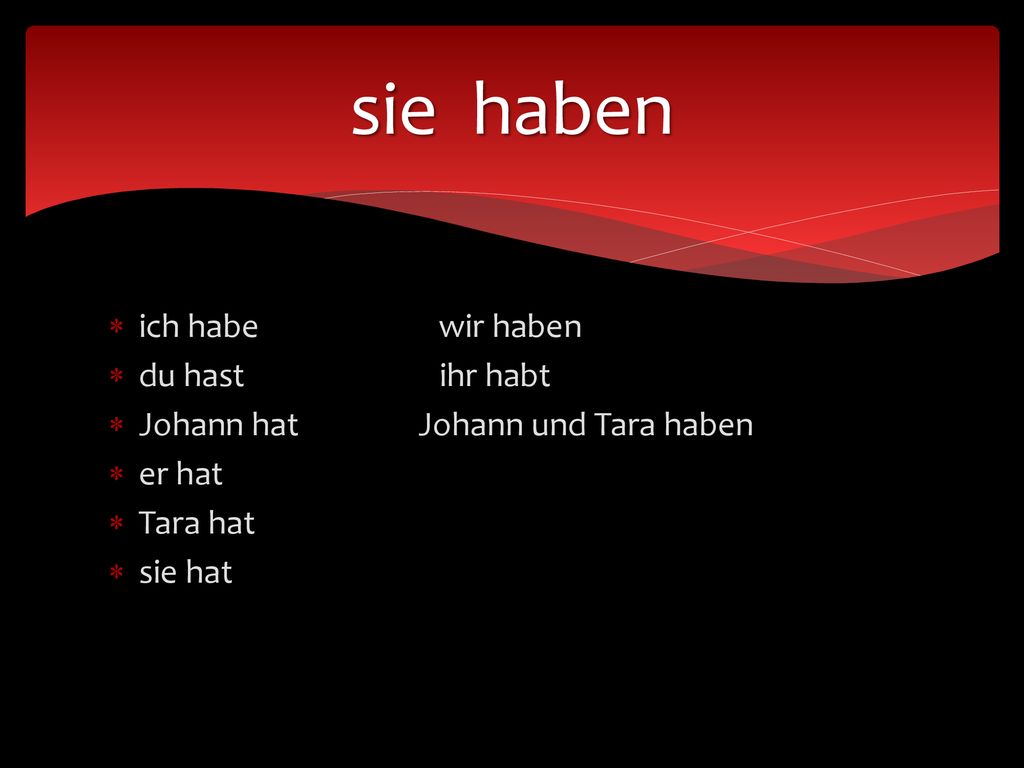 sie haben ich habe wir haben du hast ihr habt