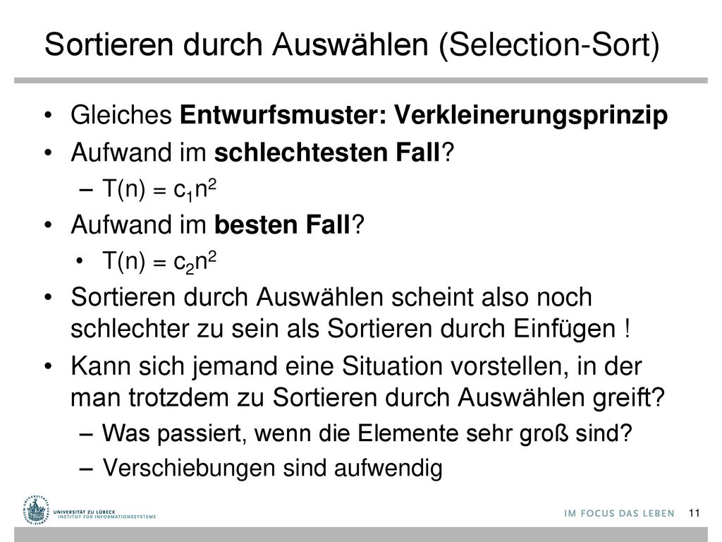 Sortieren durch Auswählen (Selection-Sort)