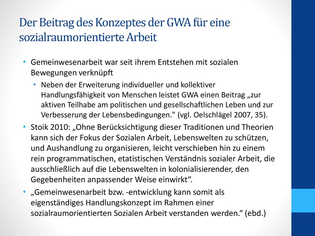 Der Beitrag des Konzeptes der GWA für eine sozialraumorientierte Arbeit