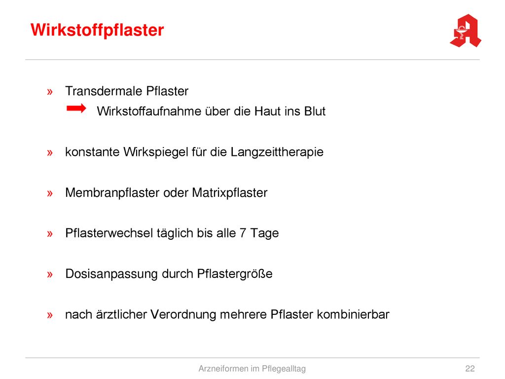 Arzneiformen im Pflegealltag