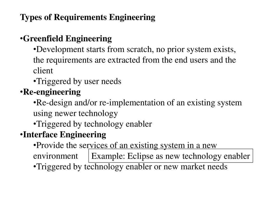 Types of Requirements Engineering
