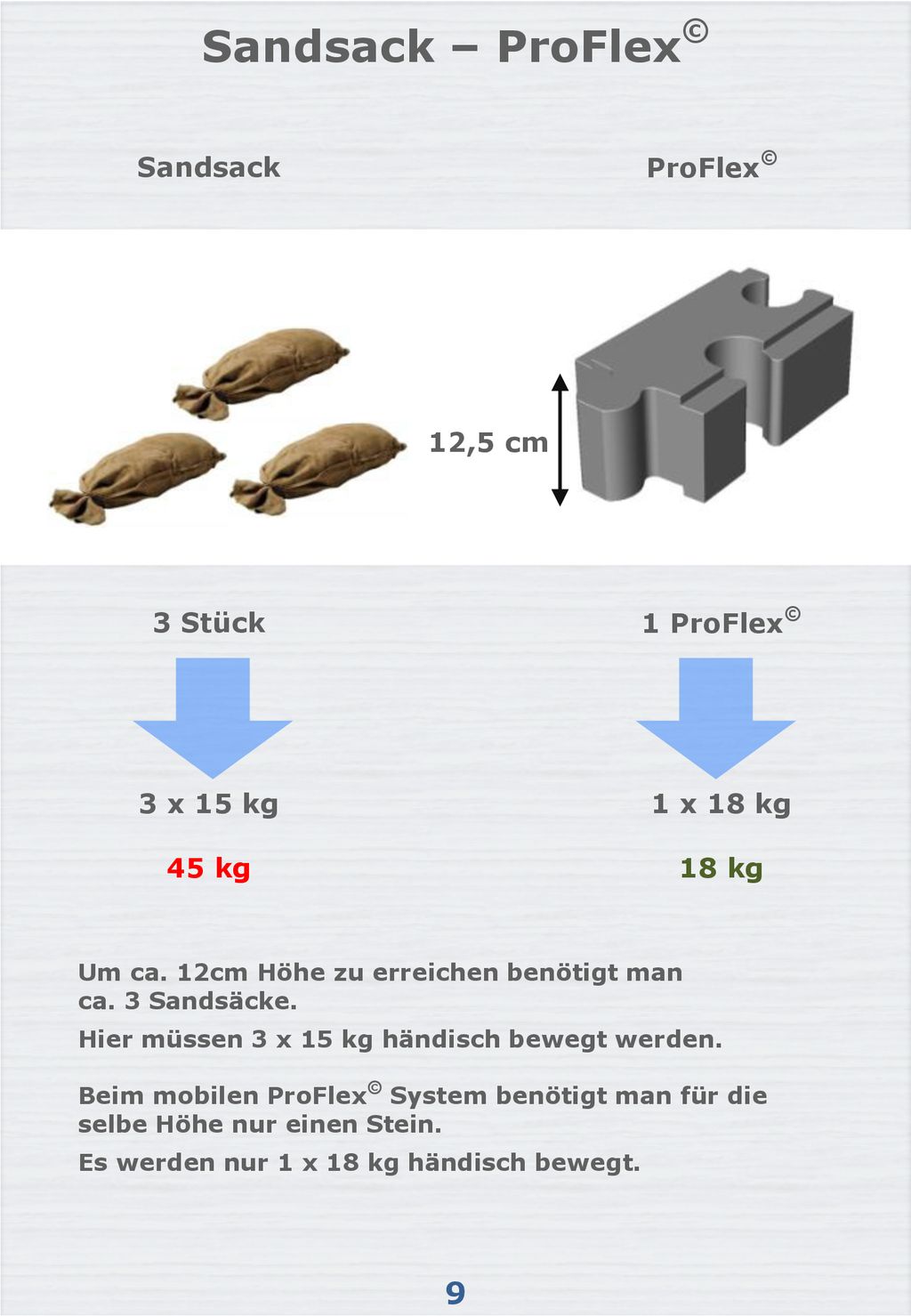 Sandsack – ProFlex© 9 Sandsack ProFlex© 12,5 cm 3 Stück 1 ProFlex©