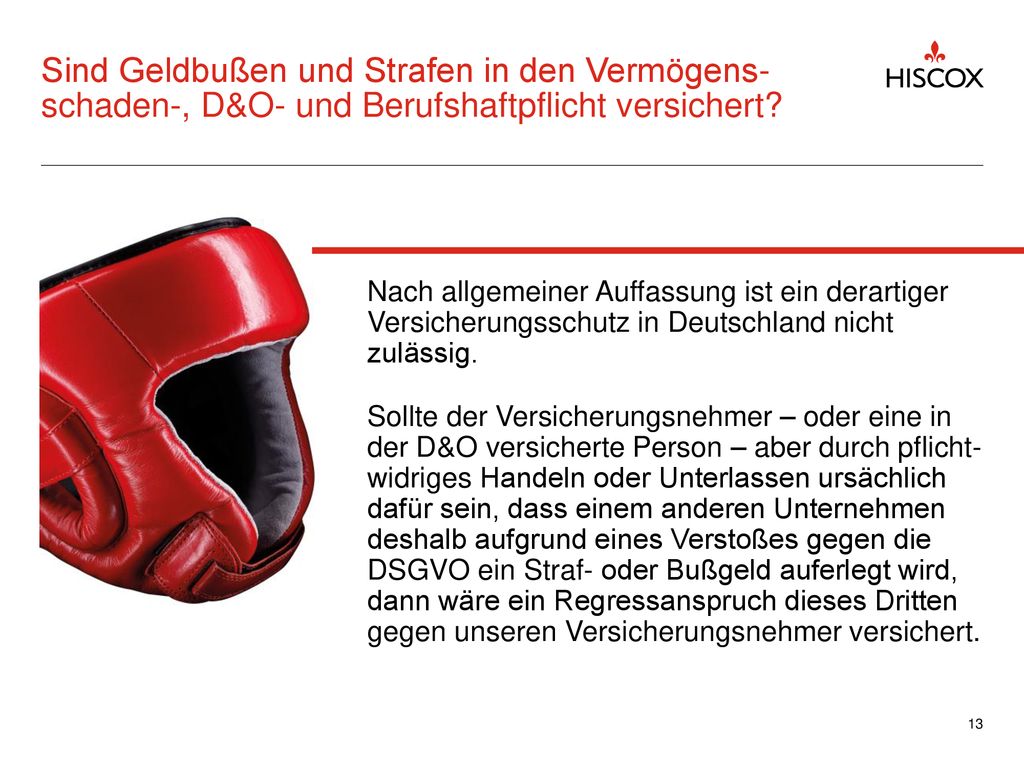 Sind Geldbußen und Strafen in den Vermögens-schaden-, D&O- und Berufshaftpflicht versichert