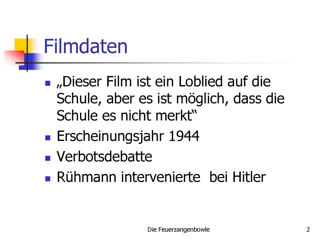 Filmdaten „Dieser Film ist ein Loblied auf die Schule, aber es ist möglich, dass die Schule es nicht merkt