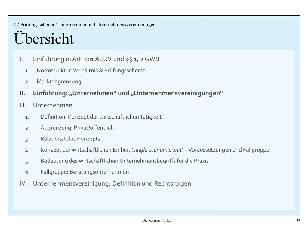 Einführung in Art. 101 AEUV und §§ 1, 2 GWB