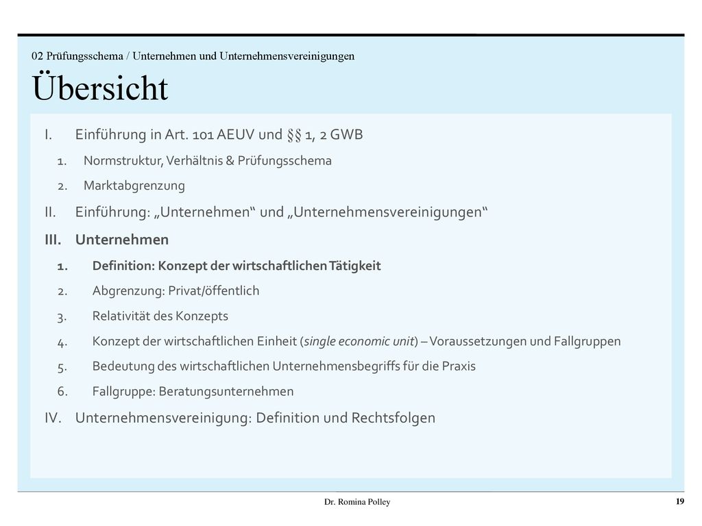 Einführung in Art. 101 AEUV und §§ 1, 2 GWB