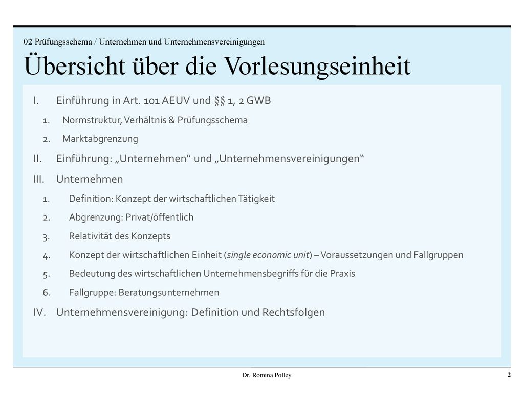 Einführung in Art. 101 AEUV und §§ 1, 2 GWB
