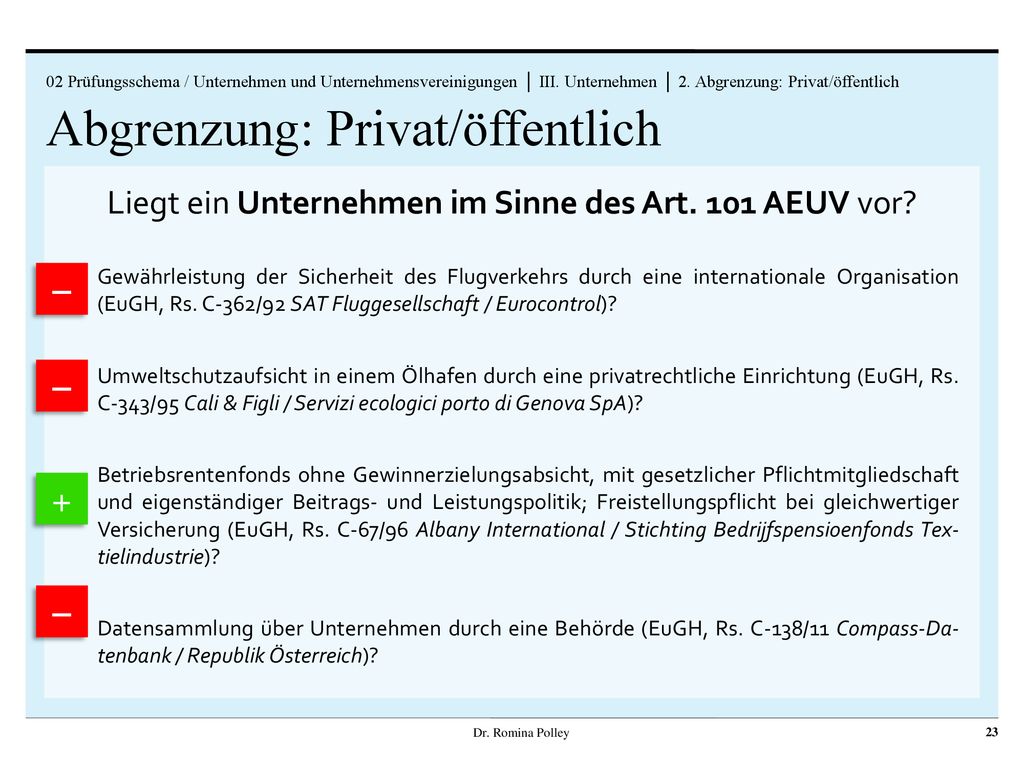 Liegt ein Unternehmen im Sinne des Art. 101 AEUV vor