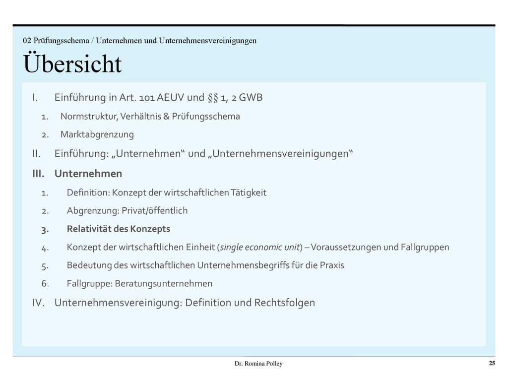 Einführung in Art. 101 AEUV und §§ 1, 2 GWB