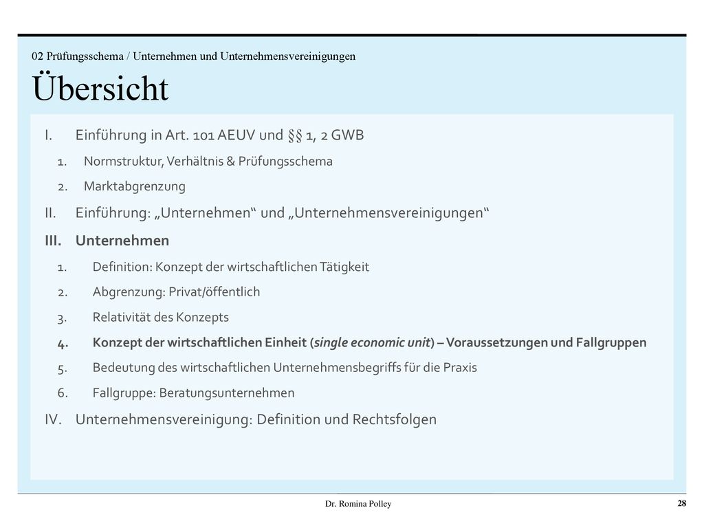 Einführung in Art. 101 AEUV und §§ 1, 2 GWB