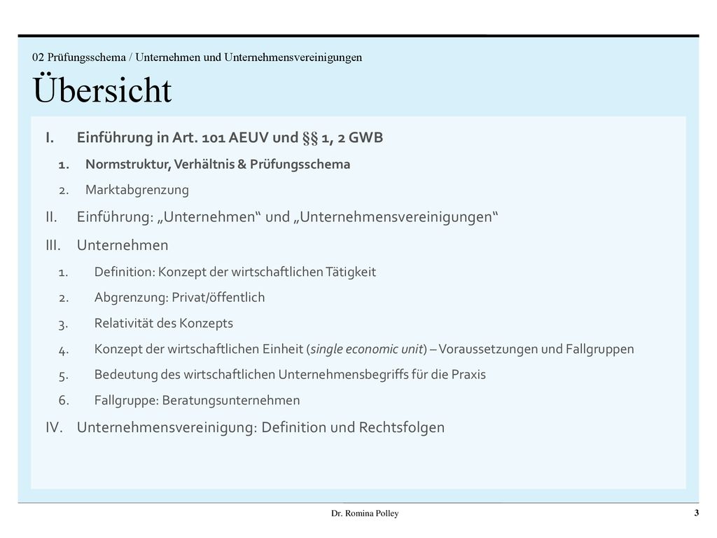 Einführung in Art. 101 AEUV und §§ 1, 2 GWB