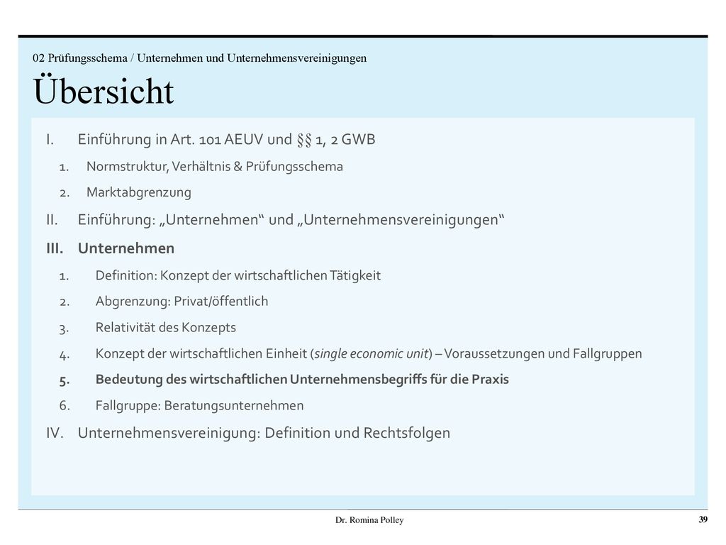 Einführung in Art. 101 AEUV und §§ 1, 2 GWB