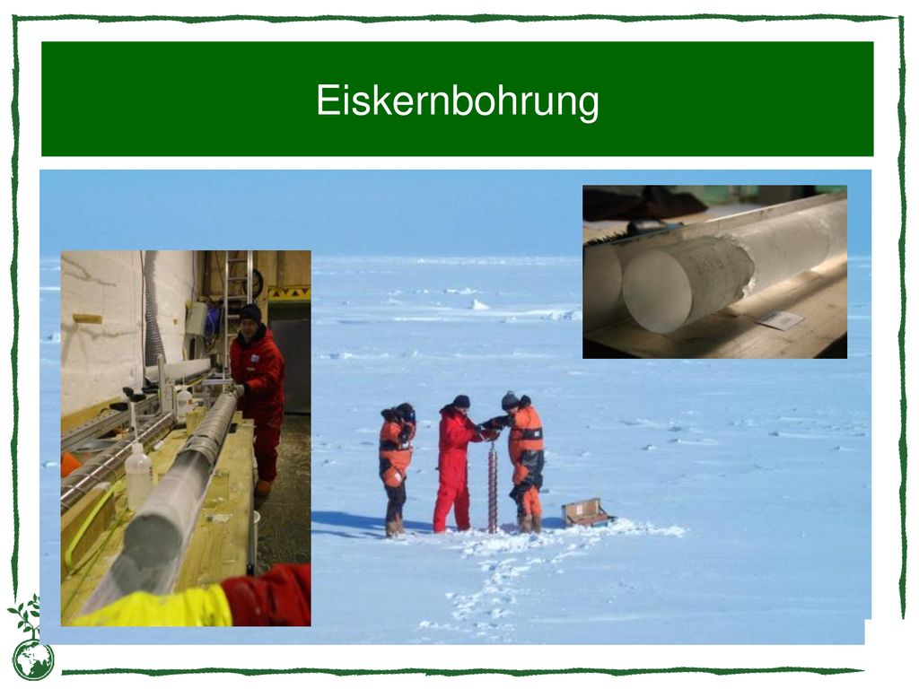 Eiskernbohrung Woher wissen wir eigentlich, wie viel CO2 in der Vergangenheit in der Atmosphäre war (Frage ans Publikum)