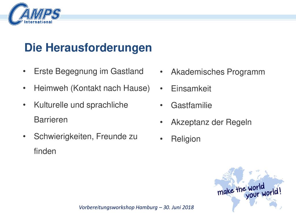 Vorbereitungsworkshop Hamburg – 30. Juni 2018