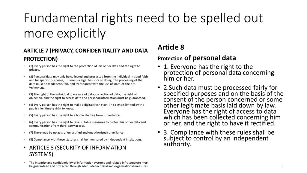 Fundamental rights need to be spelled out more explicitly
