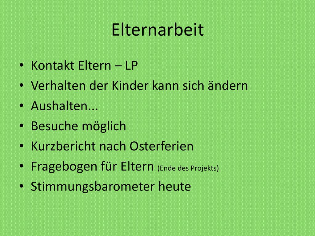 Elternarbeit Kontakt Eltern – LP Verhalten der Kinder kann sich ändern