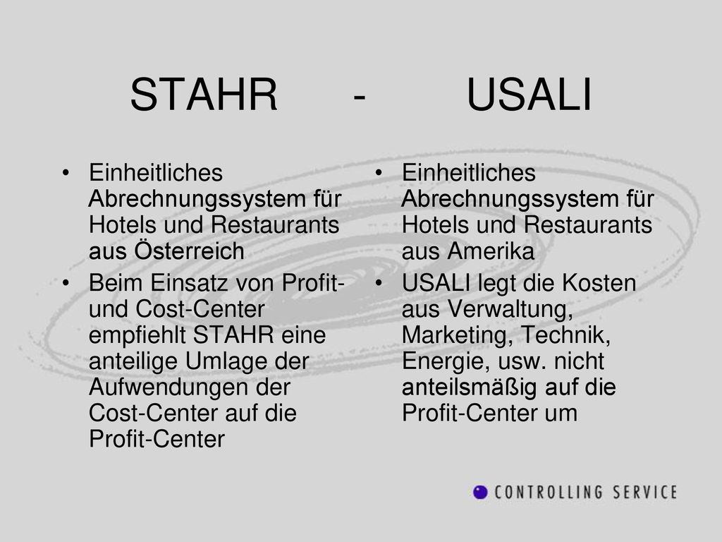 STAHR - USALI Einheitliches Abrechnungssystem für Hotels und Restaurants aus Österreich.
