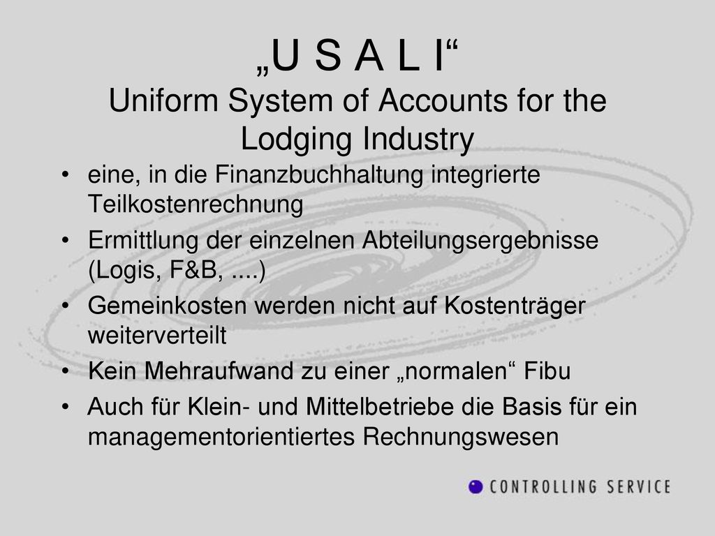„U S A L I Uniform System of Accounts for the Lodging Industry