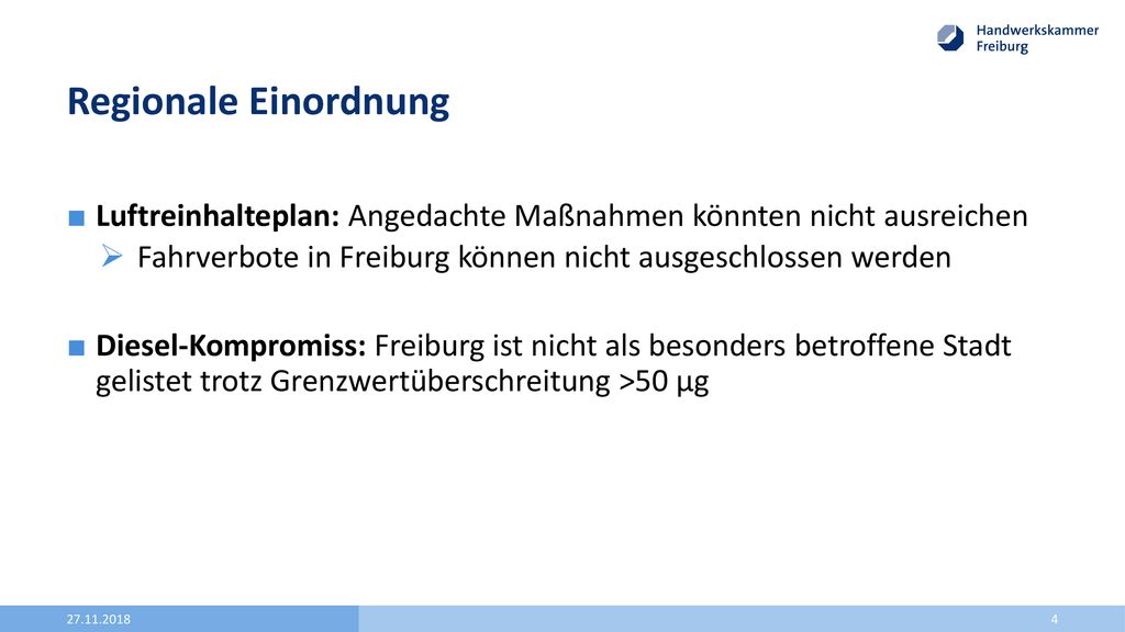 Regionale Einordnung Luftreinhalteplan: Angedachte Maßnahmen könnten nicht ausreichen. Fahrverbote in Freiburg können nicht ausgeschlossen werden.