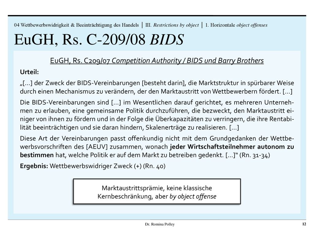 EuGH, Rs. C209/07 Competition Authority / BIDS und Barry Brothers