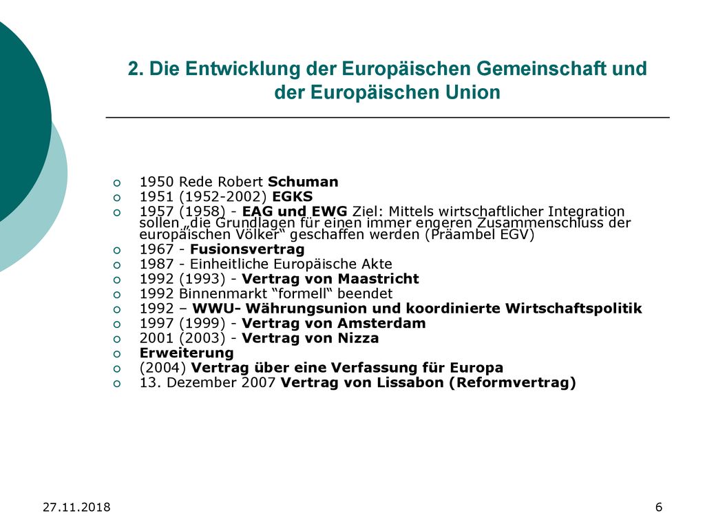2. Die Entwicklung der Europäischen Gemeinschaft und der Europäischen Union